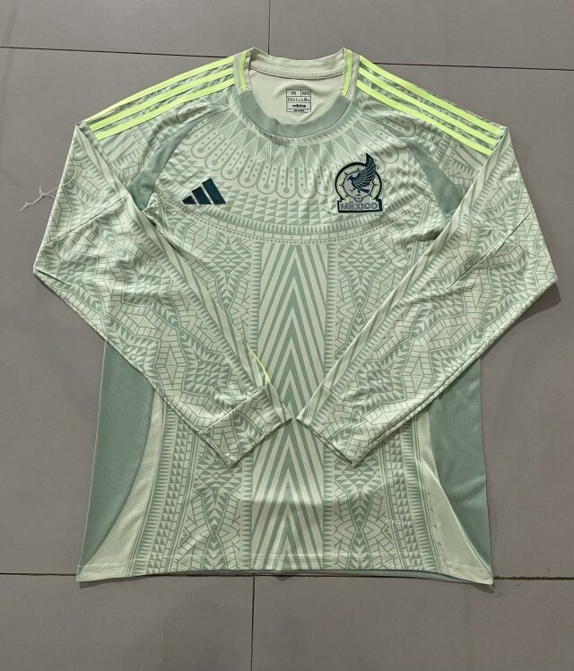 AAA Quality Mexico 2024 Away Grey Green Long Soccer Jersey